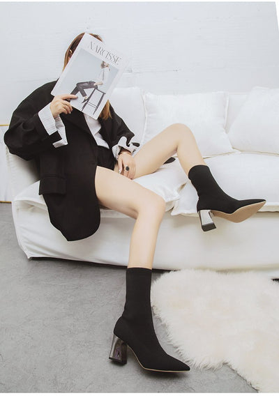 Botas de Tacón Alto Punta Fina Caña Media - Estilo Elegante para Mujer - Image 14