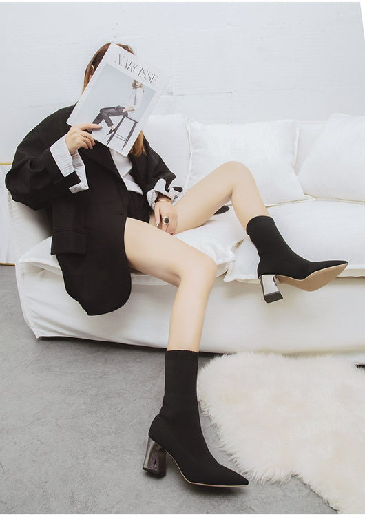 Botas de Tacón Alto Punta Fina Caña Media - Estilo Elegante para Mujer - Image 14