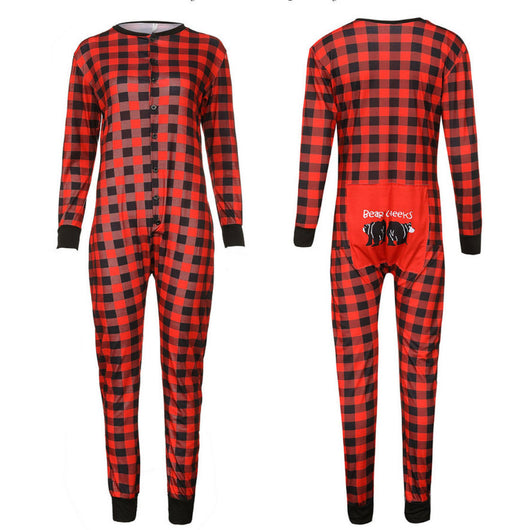 Red and black buffalo plaid baby romper with long sleeves, snap front closure, and black ribbed cuffs and collar. - Image 16