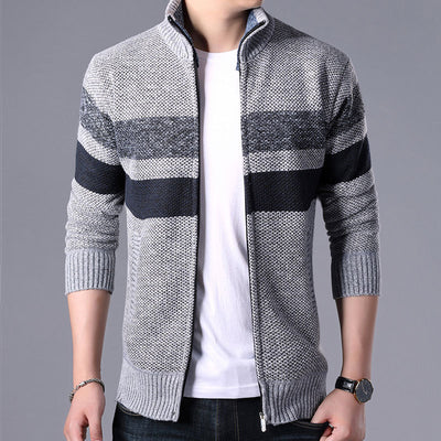 Cardigan Grueso de Punto con Cuello Alto para Hombre - Image 3