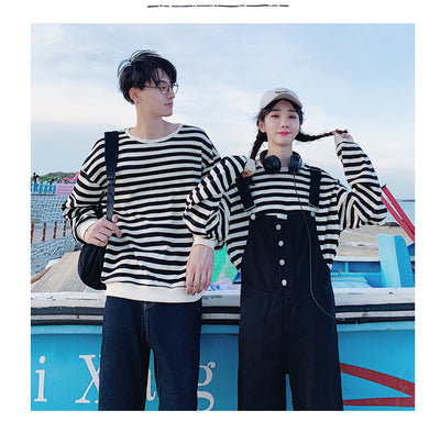 Overol de Sudadera a Rayas con Hombros Caídos Unisex - Image 8