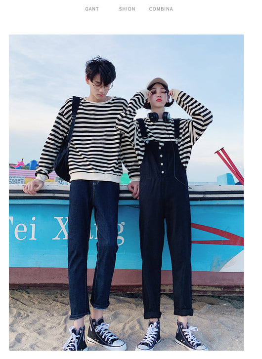 Overol de Sudadera a Rayas con Hombros Caídos Unisex - Image 13
