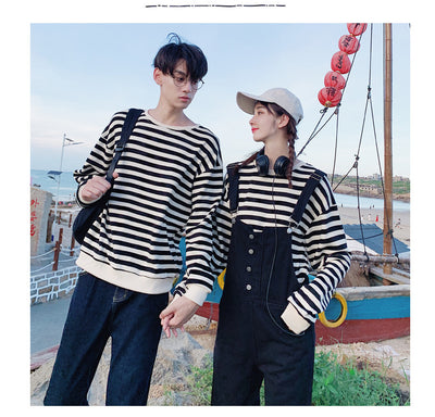 Overol de Sudadera a Rayas con Hombros Caídos Unisex - Image 14