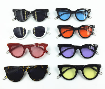 White vintage cat-eye sunglasses with dark lenses, angled on a clean white background. - Image 8