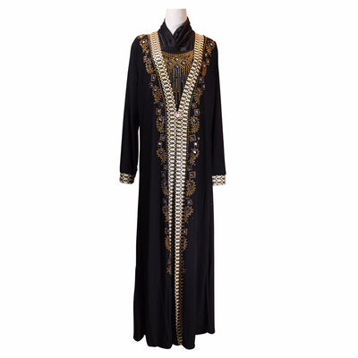 Vestido Beige Bordado Elegante para Ramadán Islámico - Image 6