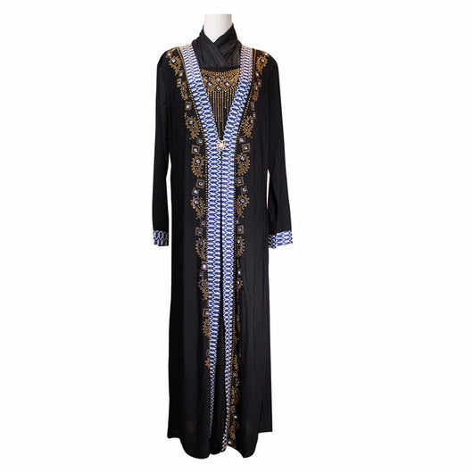 Vestido Beige Bordado Elegante para Ramadán Islámico - Image 8