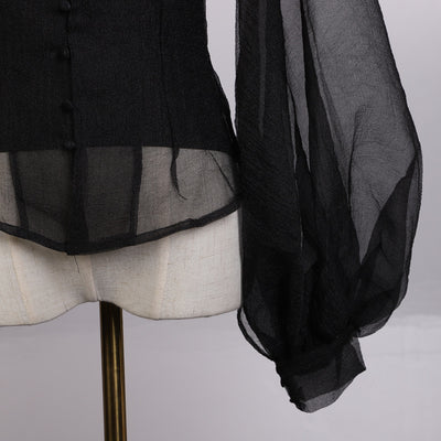 Blusa Sexy de Manga Vuelo Transparente - Image 11