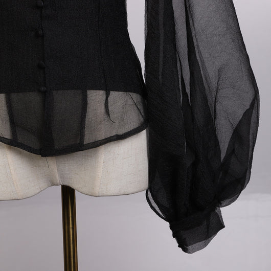 Blusa Sexy de Manga Vuelo Transparente - Image 11