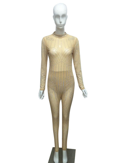 Jumpsuit de Malla Manga Larga Cuello Redondo - Image 10
