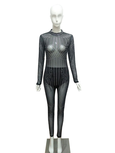 Jumpsuit de Malla Manga Larga Cuello Redondo - Image 13
