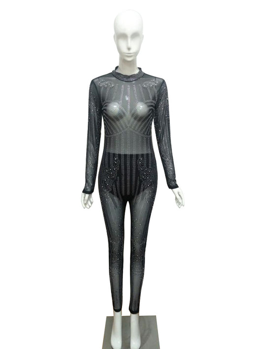 Jumpsuit de Malla Manga Larga Cuello Redondo - Image 13