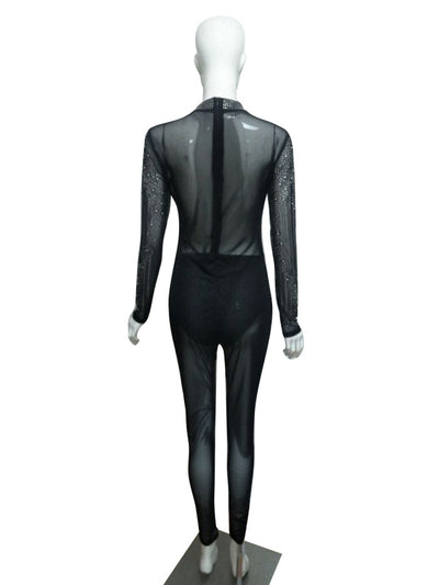Jumpsuit de Malla Manga Larga Cuello Redondo - Image 14