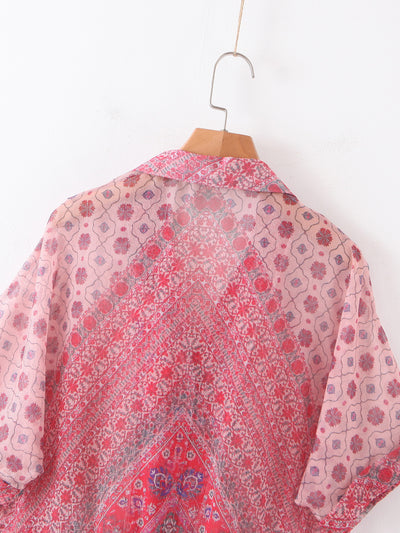 Camisa Suelta de Manga Corta con Solapa - Image 16