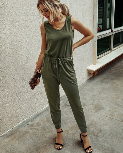 Jumpsuit Entallado Cuello Redondo con Corbata Integrada - Image 12