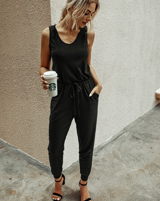 Jumpsuit Entallado Cuello Redondo con Corbata Integrada - Image 17