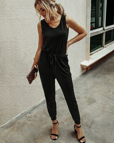 Jumpsuit Entallado Cuello Redondo con Corbata Integrada - Image 18