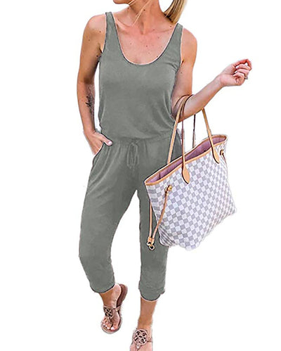 Jumpsuit Entallado Cuello Redondo con Corbata Integrada - Image 21