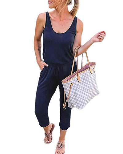 Jumpsuit Entallado Cuello Redondo con Corbata Integrada - Image 22