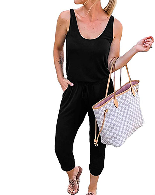Jumpsuit Entallado Cuello Redondo con Corbata Integrada - Image 24
