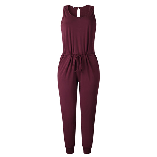 Jumpsuit Entallado Cuello Redondo con Corbata Integrada - Image 25