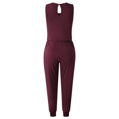 Jumpsuit Entallado Cuello Redondo con Corbata Integrada - Image 26