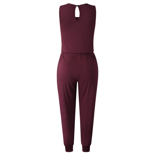 Jumpsuit Entallado Cuello Redondo con Corbata Integrada - Image 26