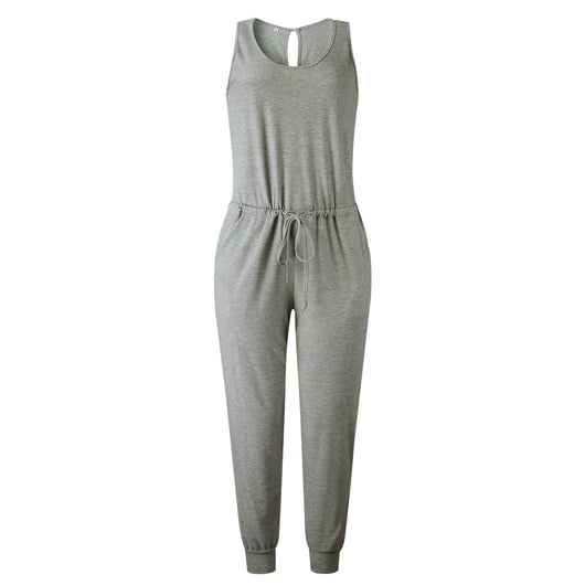 Jumpsuit Entallado Cuello Redondo con Corbata Integrada - Image 28