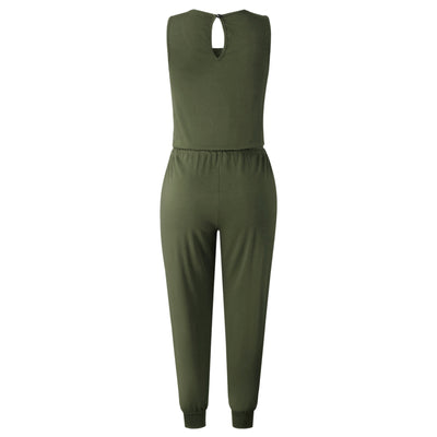 Jumpsuit Entallado Cuello Redondo con Corbata Integrada - Image 32