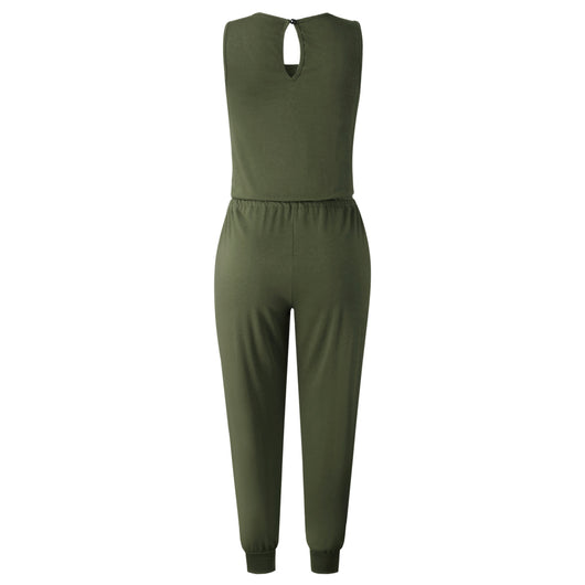 Jumpsuit Entallado Cuello Redondo con Corbata Integrada - Image 32