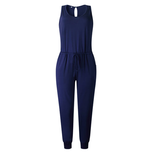 Jumpsuit Entallado Cuello Redondo con Corbata Integrada - Image 34