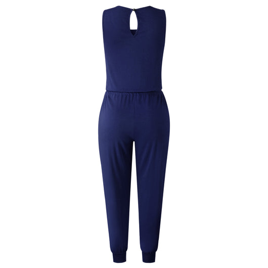 Jumpsuit Entallado Cuello Redondo con Corbata Integrada - Image 35