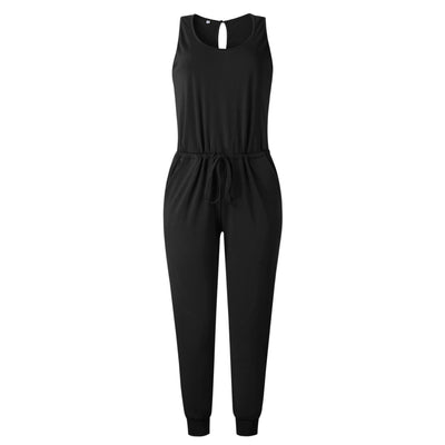 Jumpsuit Entallado Cuello Redondo con Corbata Integrada - Image 37