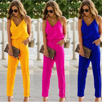 Mono Enterizo V-Neck con Tirantes en Color Sólido - Image 8