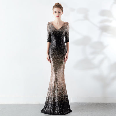 Vestido Ajustado Cola de Pez con Lentejuelas - Image 31