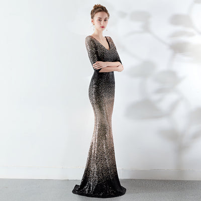 Vestido Ajustado Cola de Pez con Lentejuelas - Image 33