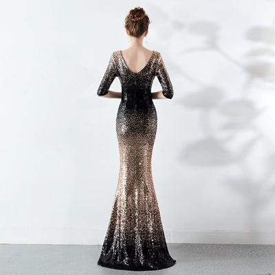 Vestido Ajustado Cola de Pez con Lentejuelas - Image 34