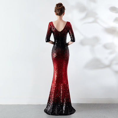 Vestido Ajustado Cola de Pez con Lentejuelas - Image 38