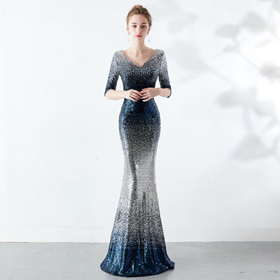 Vestido Ajustado Cola de Pez con Lentejuelas - Image 39