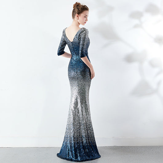 Vestido Ajustado Cola de Pez con Lentejuelas - Image 44