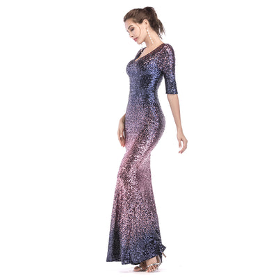 Vestido Ajustado Cola de Pez con Lentejuelas - Image 61