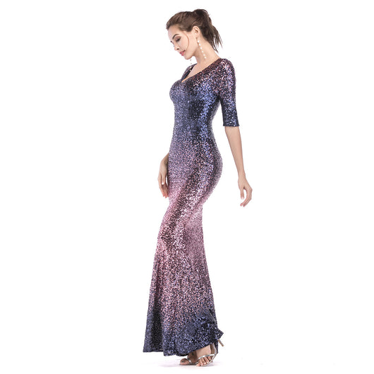 Vestido Ajustado Cola de Pez con Lentejuelas - Image 61