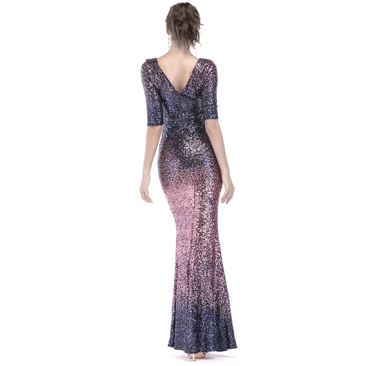 Vestido Ajustado Cola de Pez con Lentejuelas - Image 63