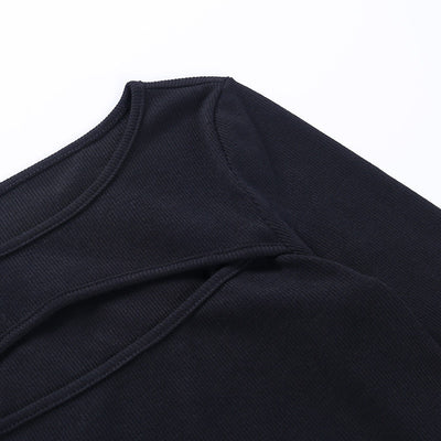 Blusa Manga Larga con Espalda Hueca Color Sólido para Mujer - Image 29