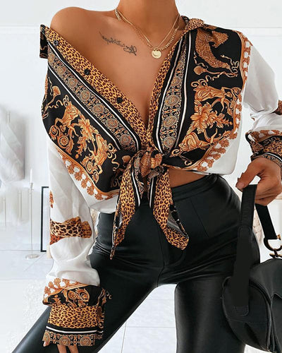 Camisa Blanca con Estampado Leopardo Barroco - Image 9