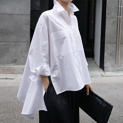 Camisa Suelta Oversized con Capa Larga - Top Fashion Irregular - Image 6