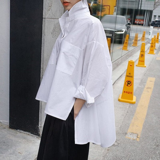 Camisa Suelta Oversized con Capa Larga - Top Fashion Irregular - Image 7