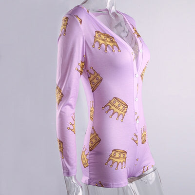Pijama Enterizo Ajustado de Manga Larga con Escote en V - Image 12