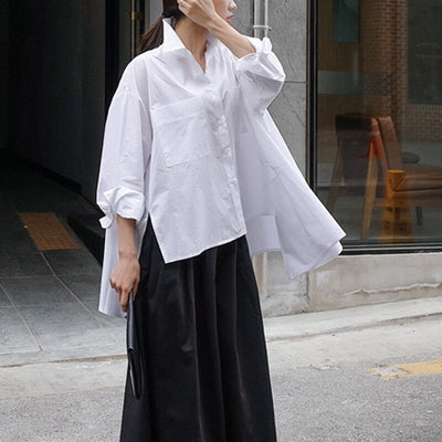 Camisa Suelta Oversized con Capa Larga - Top Fashion Irregular - Image 9