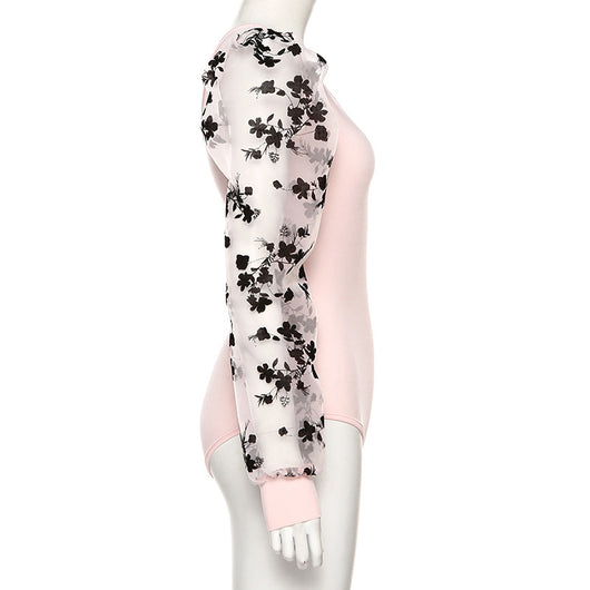 Jumpsuit Elegante de Malla Bordada Manga Larga Escote en V - Image 16