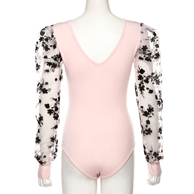 Jumpsuit Elegante de Malla Bordada Manga Larga Escote en V - Image 17